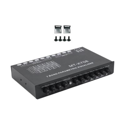 DirectNine Basics 7 Band Equalizer DSP Chip CD AUX Inputs Adjustable Car Audio Equalizer, 18.5cmx11cmx3cm, Black