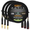 3 Units - 5 Foot - WBC-PRO-Quad Ultra-Silent, Ultra-Flexible, Balanced Star-Quad Headphone Extension Cable with  (6.35mm) Neutrik Male TRS Plug to Locking Female TRS Jack & Black Tweed Jacket view 1
