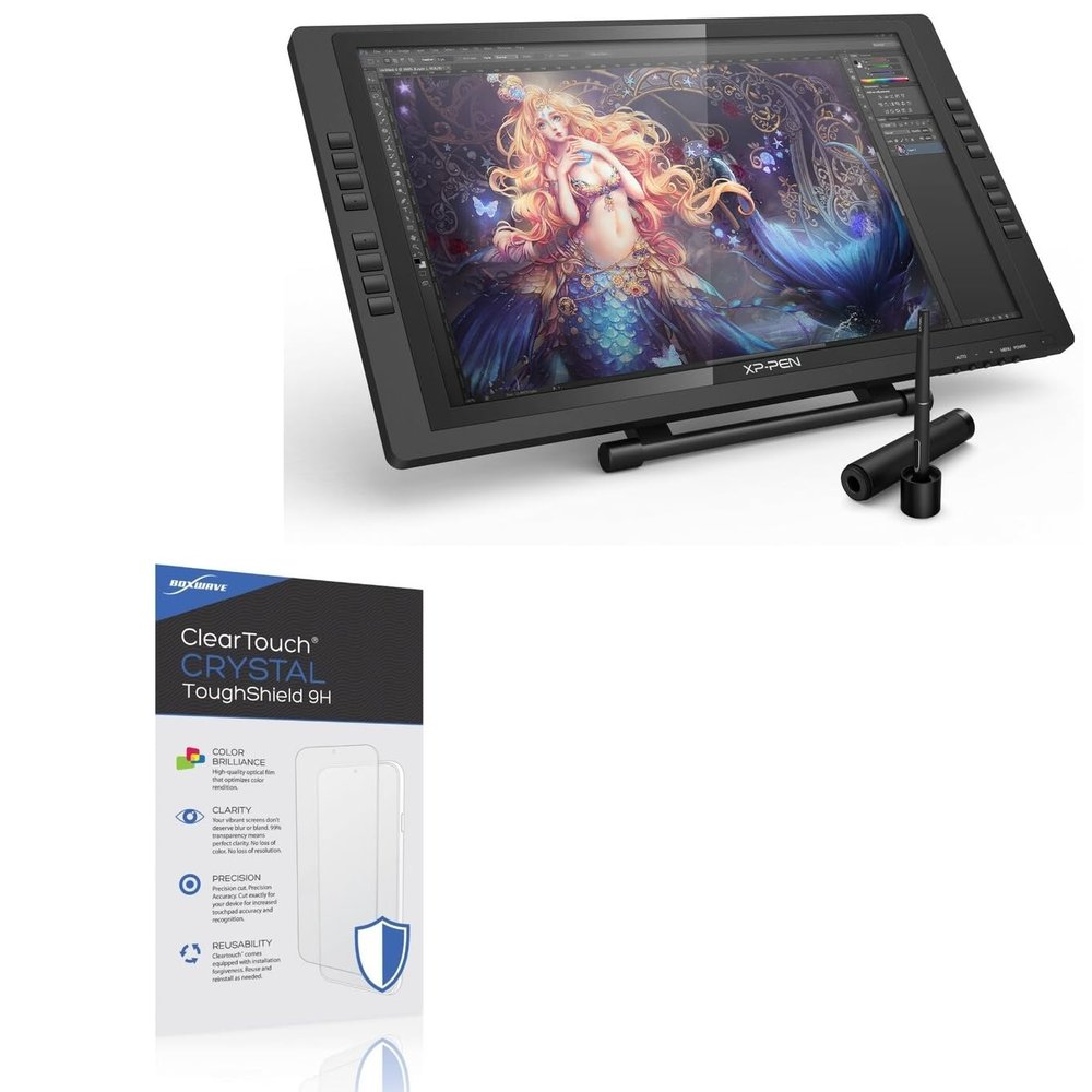 BoxWave Screen Protector Compatible with XP-Pen Artist Display 22 Pro - ClearTouch Crystal ToughShield 9H (2-Pack), Clear 9H Tough Flexible Film Screen Protector