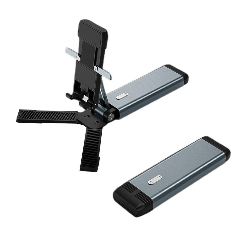 JzcsdkSIL Adjustable Cell Phone Stand Foldable Tablet Holder for Desk Portable Compatible from Pad 12.9 to Small Smartphone, Black