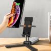 JzcsdkSIL Adjustable Cell Phone Stand Foldable Tablet Holder for Desk Portable Compatible from Pad 12.9 to Small Smartphone, Black view 2