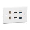 6 Port Wall Plate, 2xHD Multimedia Interface, 2xCat6 2xUSB3.0, RJ45 Ethernet Wall Plate for HDTV Projector Computer view 1