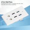 6 Port Wall Plate, 2xHD Multimedia Interface, 2xCat6 2xUSB3.0, RJ45 Ethernet Wall Plate for HDTV Projector Computer view 2