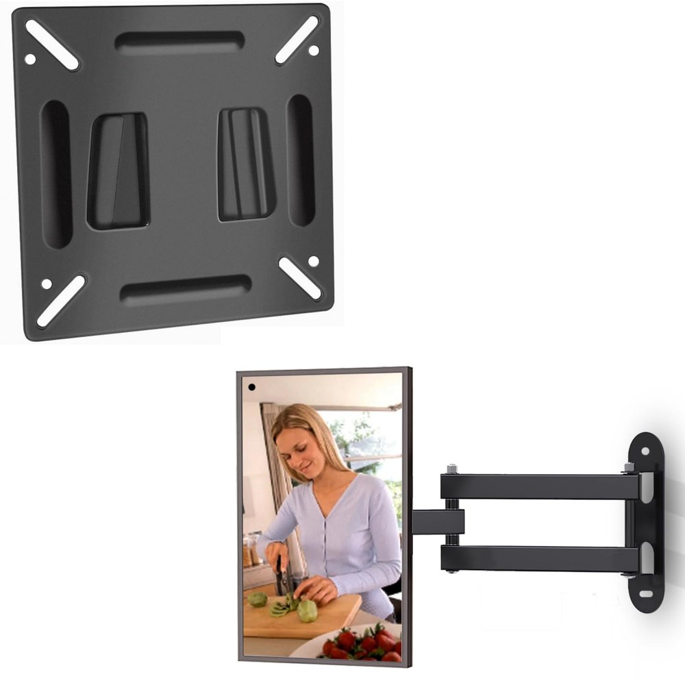 Alrhipvm Wall Mount for Echo Show 15, Full Motion Monitor Mount for 10-30 TV Screens, Monitor Wall Mount RV TV Mount for 14-27 Monitors