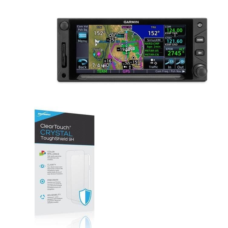BoxWave Screen Protector Compatible with Garmin GTN 650 Xi - ClearTouch Crystal ToughShield 9H (2-Pack), Clear 9H Tough Flexible Film Screen Protector