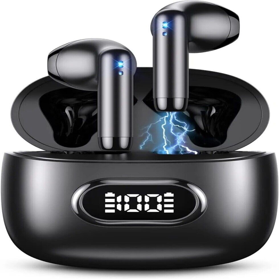 SGNICS for Motorola Edge (2024) - Bluetooth 5.3 Ear Buds LED Power Display Headphones Bass Stereo, Earbuds in-Ear Noise Cancelling Mic, 40H Playback Mini Case IP7 Waterproof Sports Earphones