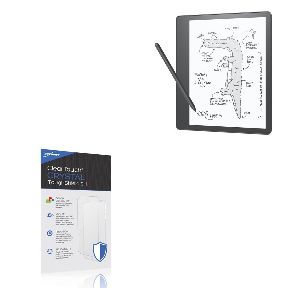 BoxWave Screen Protector Compatible with Amazon Kindle Scribe - ClearTouch Crystal ToughShield 9H (2-Pack), Clear 9H Tough Flexible Film Screen Protector