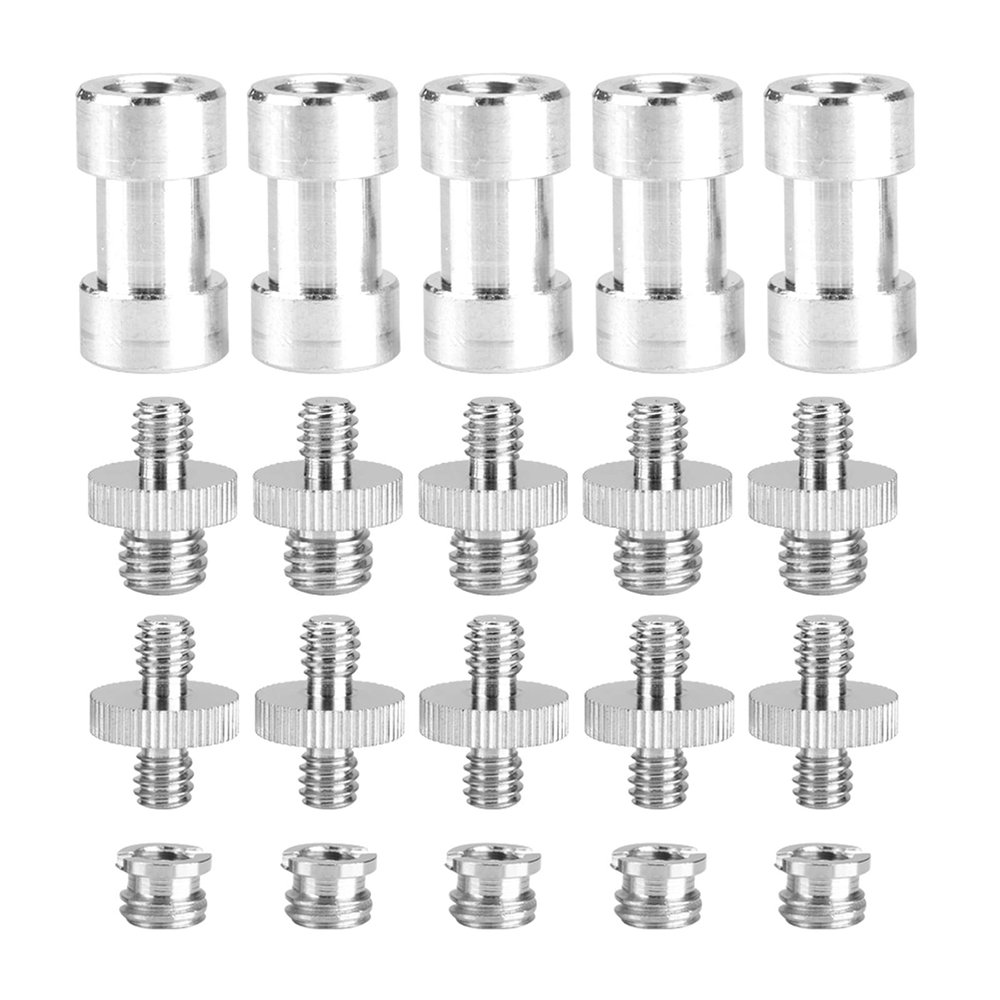 20pcs 1/4 to 3/8 Adapter Screws, Metal, High Strength, CNC Machining, Smoothly Thread, Photography Accessories