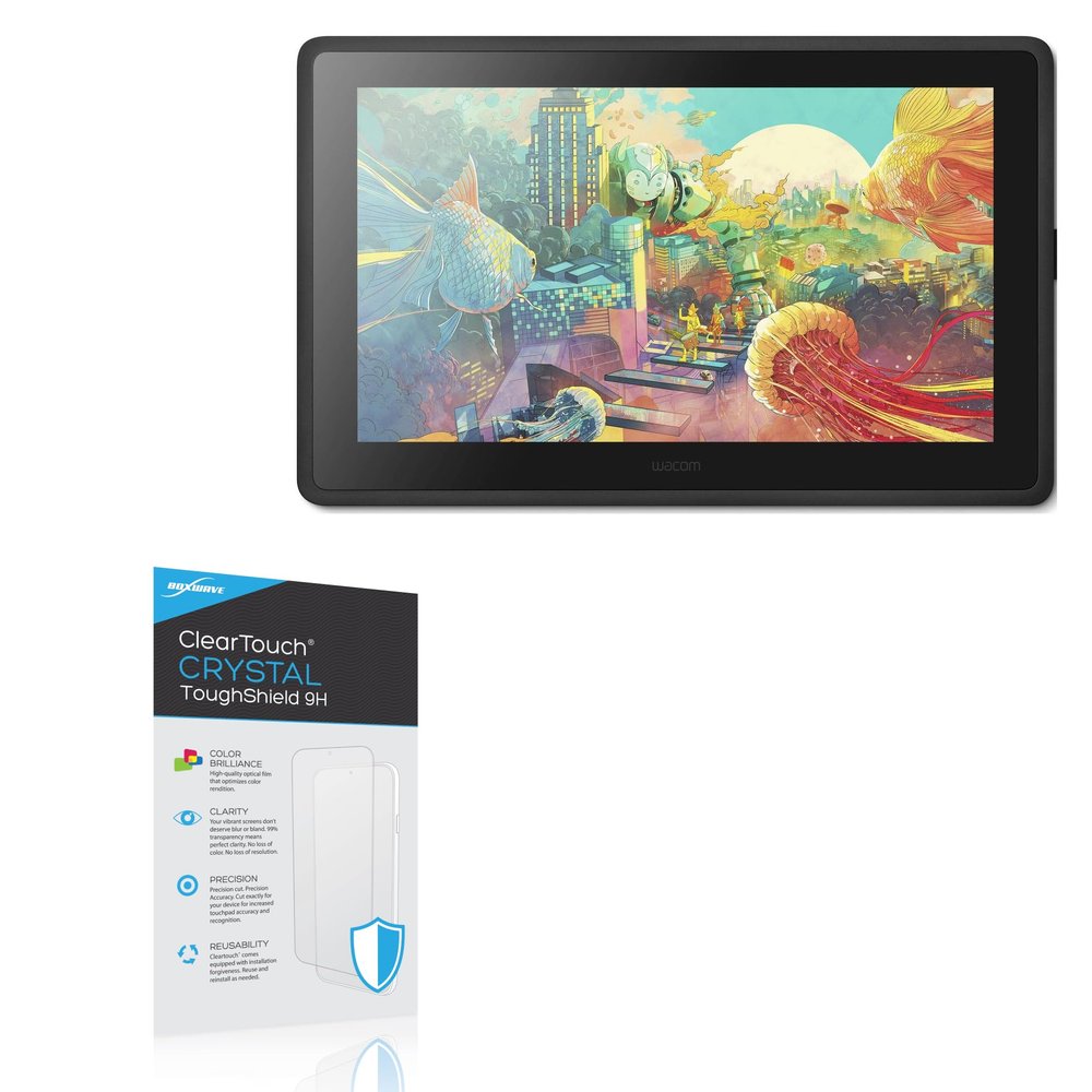 BoxWave Screen Protector Compatible with Wacom Cintiq 22 (DTK2260K0A) - ClearTouch Crystal ToughShield 9H (2-Pack), Clear 9H Tough Flexible Film Screen Protector