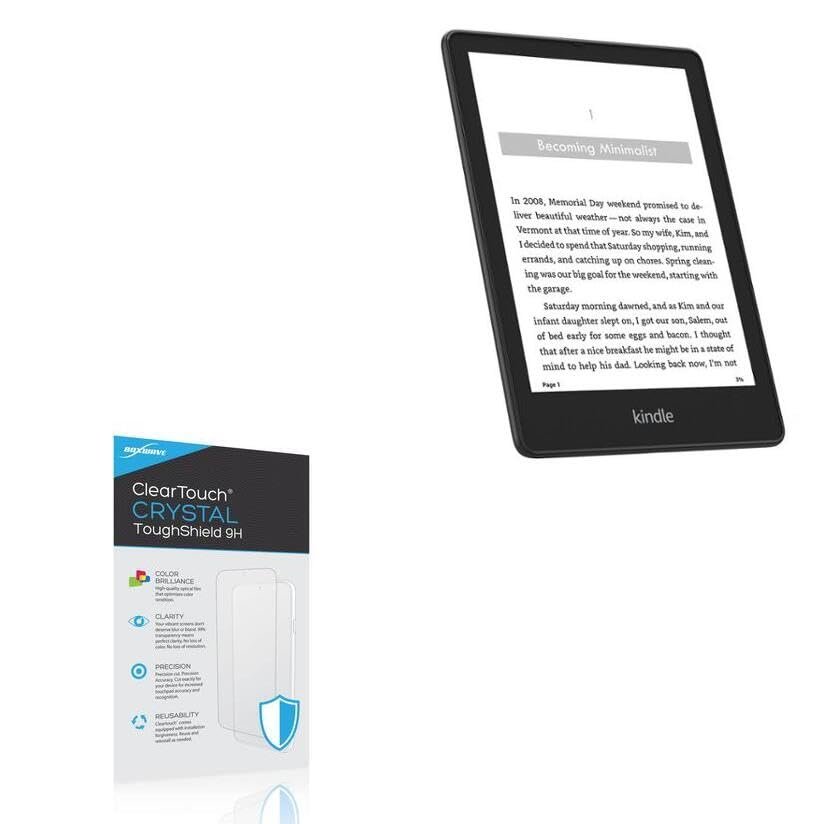 BoxWave Screen Protector Compatible with Amazon Kindle Paperwhite (5th Gen 2021) - ClearTouch Crystal ToughShield 9H (2-Pack), Clear 9H Tough Flexible Film Screen Protector