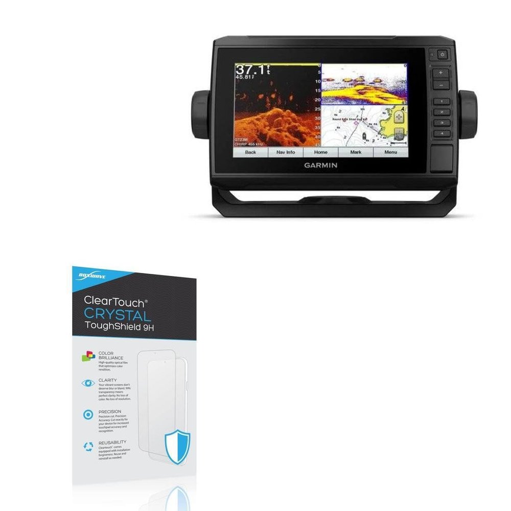 BoxWave Screen Protector Compatible with Garmin echoMAP Plus 74cv - ClearTouch Crystal ToughShield 9H (2-Pack), Clear 9H Tough Flexible Film Screen Protector