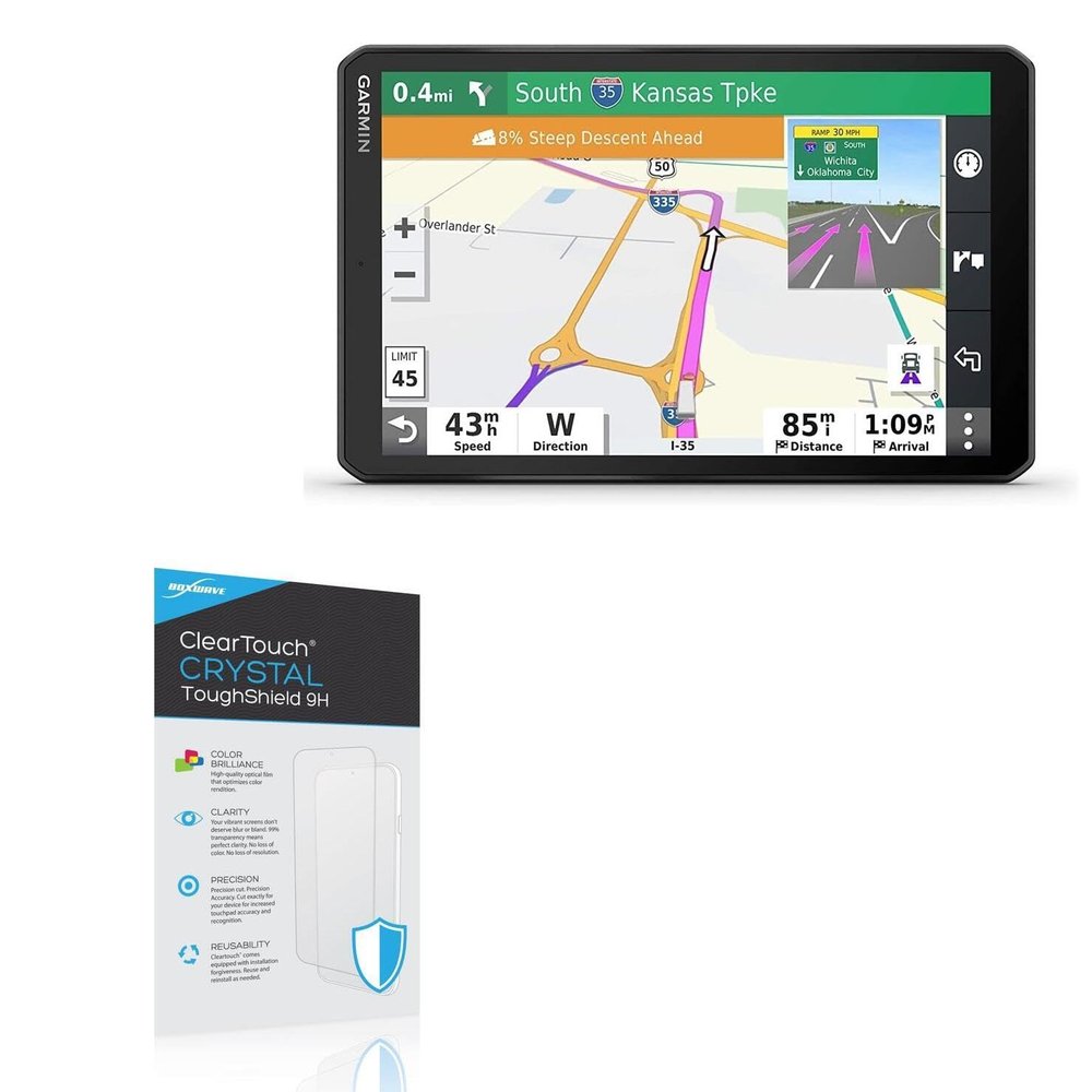BoxWave Screen Protector Compatible with Garmin dezl OTR700 - ClearTouch Crystal ToughShield 9H (2-Pack), Clear 9H Tough Flexible Film Screen Protector