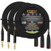 3 Units - 35 Foot - WBC-PRO-Quad Ultra-Silent, Ultra-Flexible, Balanced Star-Quad Headphone Extension Cable with  (6.35mm) Neutrik Male TRS Plug to Locking Female TRS Jack & Black Tweed Jacket view 1
