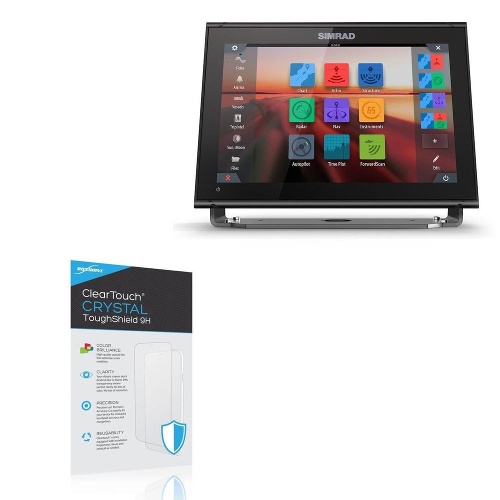BoxWave Screen Protector Compatible with Simrad GO12 XSE - ClearTouch Crystal ToughShield 9H (2-Pack), Clear 9H Tough Flexible Film Screen Protector