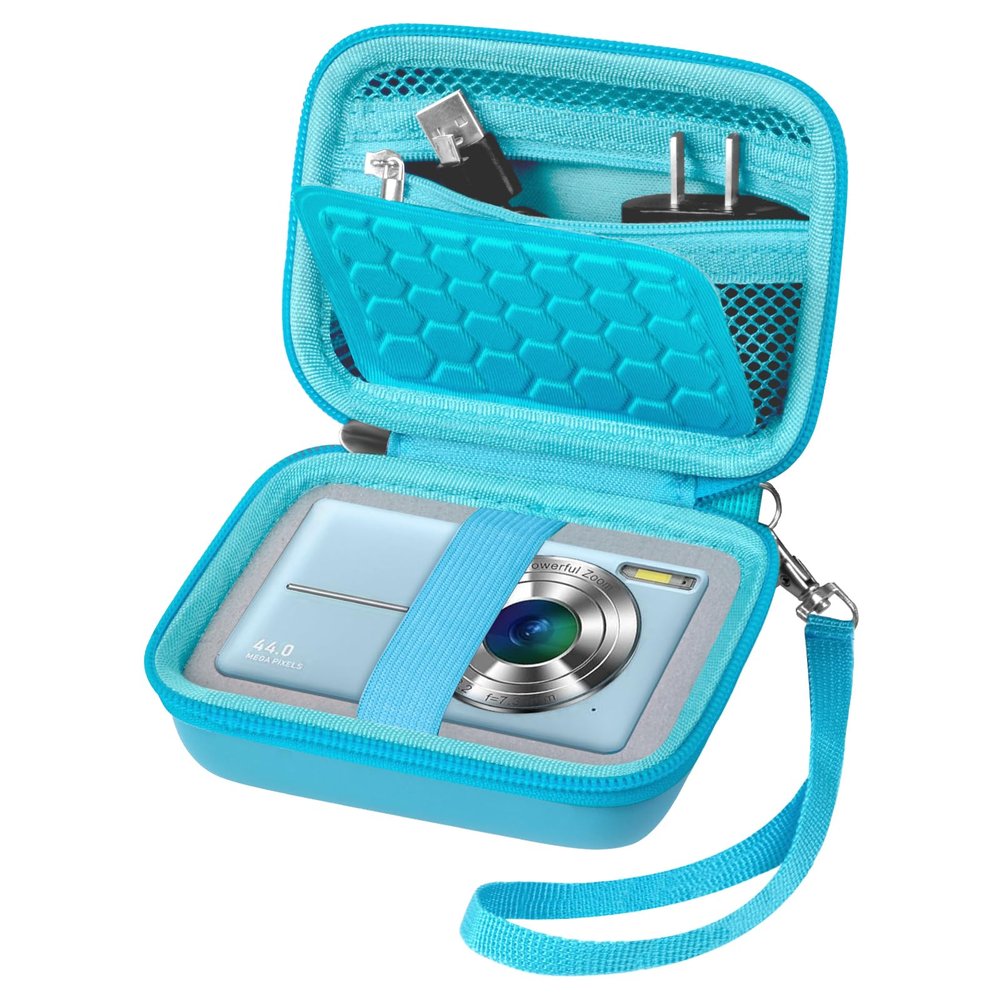 Carrying & Protective Case for Digital Camera, AbergBest 21 Mega Pixels 2.7" LCD Rechargeable HD/Kodak Pixpro/Canon PowerShot ELPH 180/190 / Sony DSCW800 / DSCW831 Cameras for Travel - Sky Blue