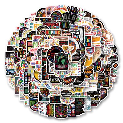 124Pcs Hispanic Heritage Stickers Pack, Vinyl Waterproof Decals for Water Bottle,Laptop,Phone,Skateboard,Scrapbooking,Bumper Decor for Fans for Party Supply