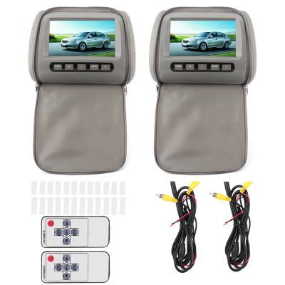 Natudeco 2pcs 7in HD Car Headrest LCD Video Player DVD Monitor Display with Zipper Closure Cover Remote Control MP5 Display Gray