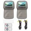 Natudeco 2pcs 7in HD Car Headrest LCD Video Player DVD Monitor Display with Zipper Closure Cover Remote Control MP5 Display Gray view 1