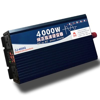 3500W 4000W 5000W Pure Sine Wave Inverter 12V/24V/48V/60V/72V DC to 110V/220VAC,Car Power Inverter with 2 AC Outlets,LCD Display,for Home,RV Vehicle,Road Trips,Camping,4000W-24V
