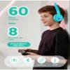 MIDOLA Kids Headphones Cat Ear Wireless Bluetooth 5.3 60H Over Ear, 8H with Led Light Foldable Music Gaming Headset with Aux 3.5mm Mic for Travel Pad Tablet Cyan view 2
