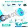 MIDOLA Kids Headphones Cat Ear Wireless Bluetooth 5.3 60H Over Ear, 8H with Led Light Foldable Music Gaming Headset with Aux 3.5mm Mic for Travel Pad Tablet Cyan view 4