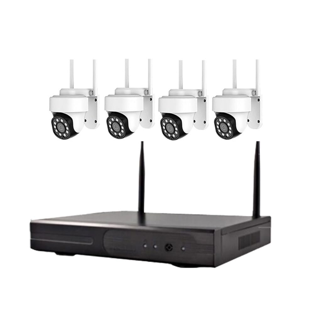 ELLOIN 4 Channels Wireless WiFi Camera Kit with Two Way Audio, Home NVR Surveillance System, 3MP Security PTZ Camera System with Smart Color Night Vision, Motion Detection