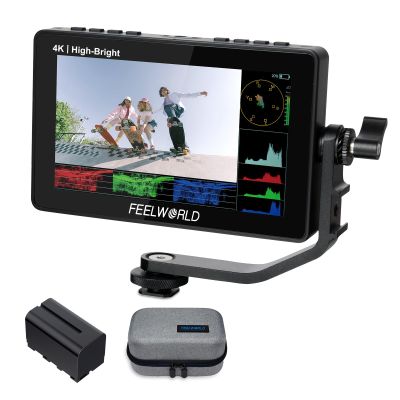 FEELWORLD F5 Prox 5.5 Inch 1600nit High Bright DSLR Camera Field Monitor with F750 Battery 4400mAh and Bag, Touchscreen Waveform LUT External Install and Power Kit 1920x1080 HDMI in Out Type-c Input