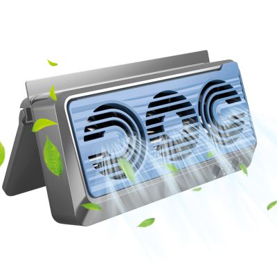 Torcarvh Car Solar Powered Exhaust Fan Car Window Exhaust Fan 180 Vehicle Ventilation Fan Car Radiator Cooling Fan Air Vent Cooler Ventilation System with Three Air Outlet (Gray-Blue)