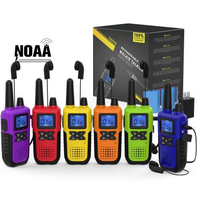 Topsung Walkie Talkies for Adults Long Range Rechargeable with Earpiece NOAA Weather Alert, Multi-purpose 2 Way Radio 6 Pack for Team Work Senior Care Kid Adventure Family Camping Hiking Skiing Cruise