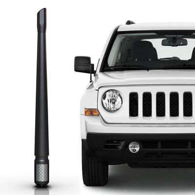 TEKK Carbon Fiber Short Antenna Compatible with 2000-2010 Jeep Grand Cherokee / 2007-2017 Patriot / 7.9 Inches Premium Flexible Rubber/Designed for Enhance FM/AM Radio Signal Reception