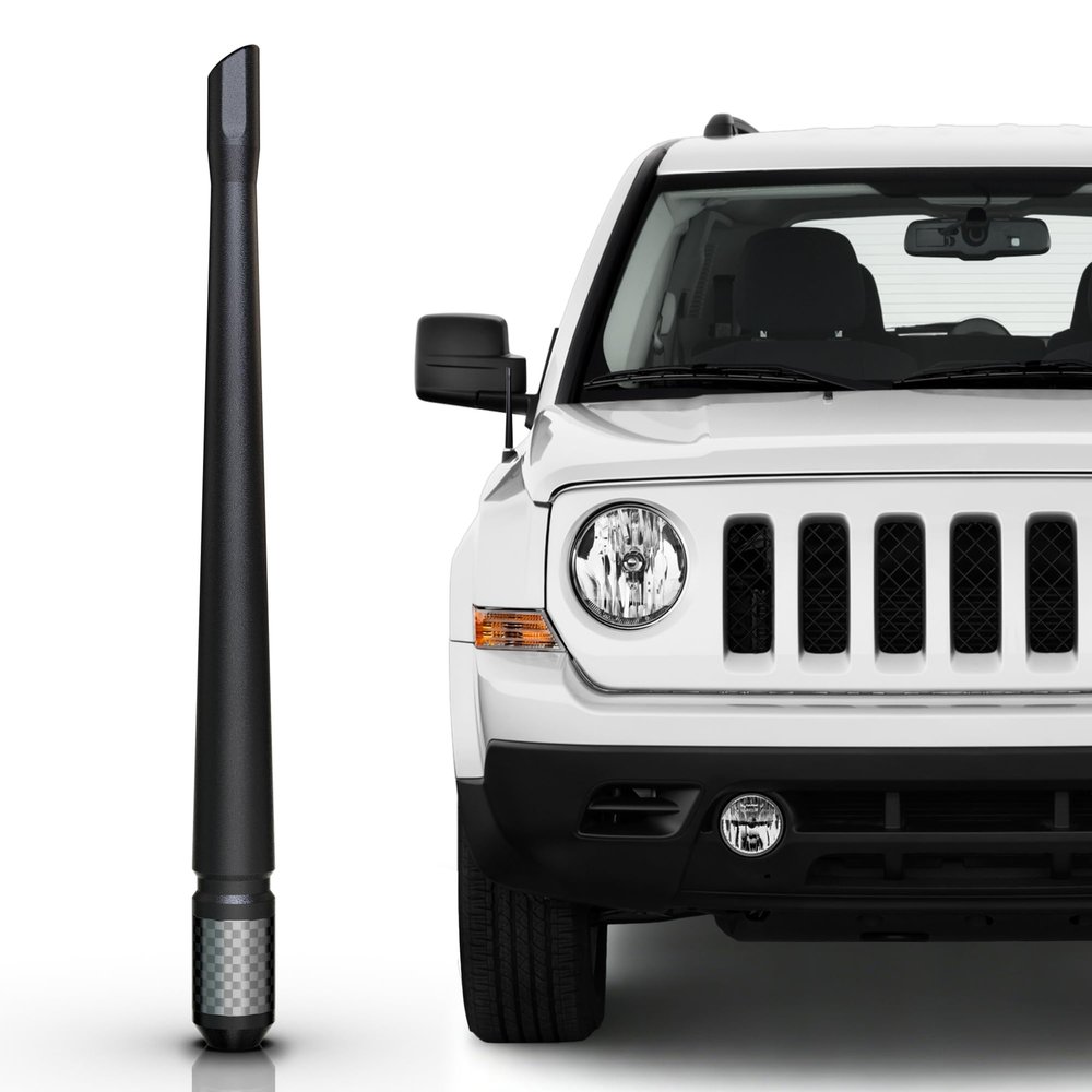 TEKK Carbon Fiber Short Antenna Compatible with 2000-2010 Jeep Grand Cherokee / 2007-2017 Patriot / 7.9 Inches Premium Flexible Rubber/Designed for Enhance FM/AM Radio Signal Reception