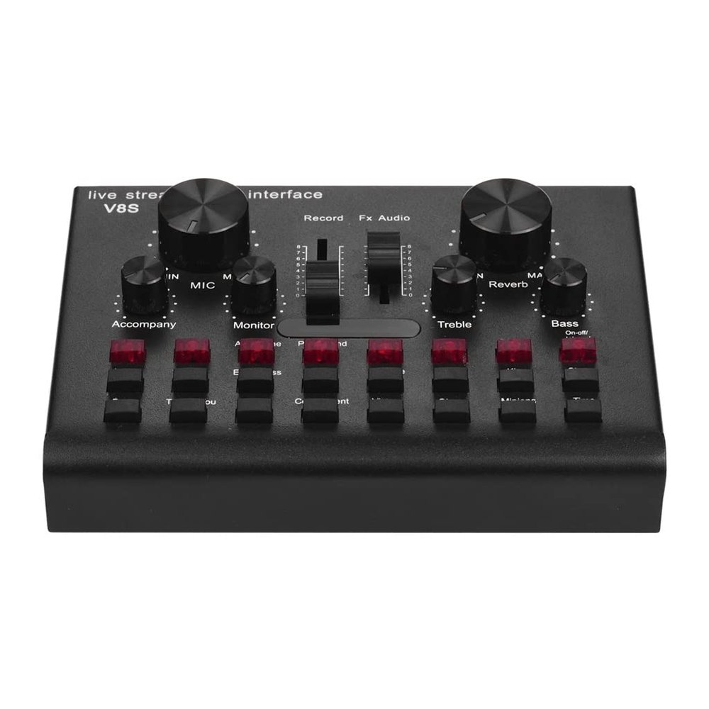 WEIWO Multifunctional Audio Mixer Live Streaming Sound Card Voice Device DJ Karaokes Equipment with Adjustable Volume BT Connection