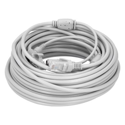 AOWINHIT Portable 2-in-1 Ethernet Cable and Power Supply Cord, Compatible with IP Camera, NVR, CCTV System, Network LAN Cable with RJ45 and DC Male Female Connectors (20m)