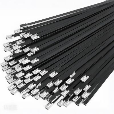 6 Inch Black Metal Zip Ties, 100PCS Epoxy Coated 304 Stainless Steel Cable Ties - Heavy Duty Outdoor Use for Fencing, Exhaust Wrap, Machinery, and More.