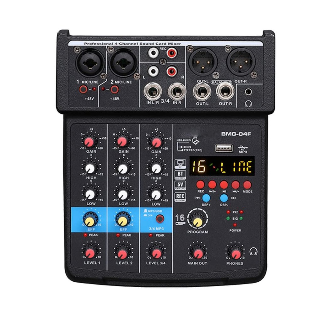 WEIWO 4 Channel Audio Mixer Sound Interface 16 DSP Mixing Console for Home Recording, Streaming