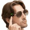 2026 XR Smart AI Glasses for Men Women, ChatGPT-Claude-Gem Business/AI Agents Convo 200 Languages 99% Accuracy, Siri Android Voice Assist Touch Sensor, Bluetooth Audio, UV400 Polarized Brown Aviator view 2