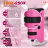 100x-250x Pocket Microscope for Kids Adults, Protable Handheld Miniscope, Mini Microscope Kit for Kids Adults Home School Lab Biology Science Education, Pink view 2