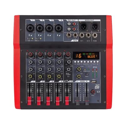 WEIWO EFX6 6 Channels Audio Mixer 4 Mono 1 Stereo Sound Mixing Console 5V 16 DSP Effects Computer Play Recording