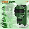 100x-250x Pocket Microscope for Kids Adults, Protable Handheld Miniscope, Mini Microscope Kit for Kids Adults Home School Lab Biology Science Education, Green view 2