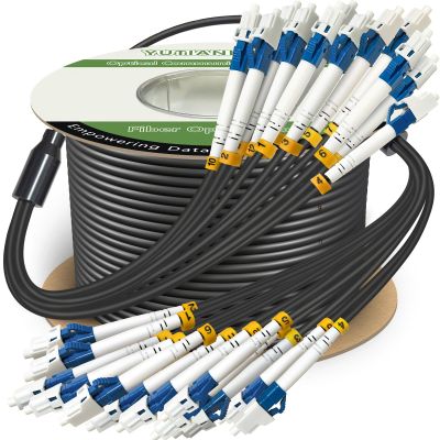 120ft (37 Meters) 12 Core Industrial TPU LC to LC Outdoor Armored Fiber Optic Cable, 12 Strands OS2 Single Mode Fiber Patch Cable with LC Connectors, 9/125um, OD-6mm, Direct Burial LC-LC