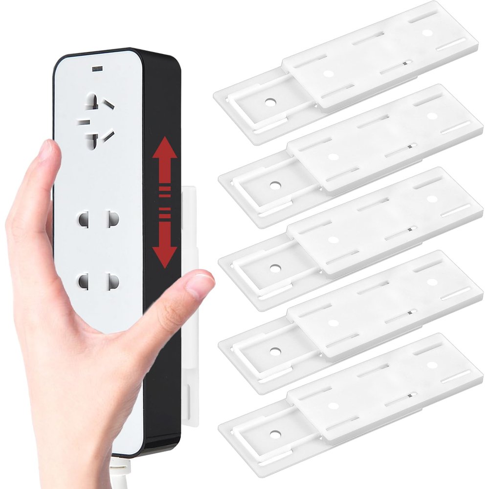 6 PCS Adhesive Punch Free Socket Holder, Punch Free Socket Holder Adhesive Sockets Holders Desktop Sockets Fixer for Kitchen Home Office and Cable Management Space-Saving and Easy to Install