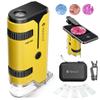 100x-250x Pocket Microscope for Kids Adults, Protable Handheld Miniscope, Mini Microscope Kit for Kids Adults Home School Lab Biology Science Education, Yellow view 1