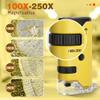 100x-250x Pocket Microscope for Kids Adults, Protable Handheld Miniscope, Mini Microscope Kit for Kids Adults Home School Lab Biology Science Education, Yellow view 2