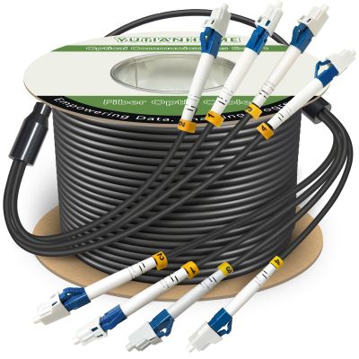 120ft (37 Meters) 4 Core Industrial TPU LC to LC Outdoor Armored Fiber Optic Cable, 4 Strands OS2 Single Mode Fiber Patch Cable with LC Connectors, 9/125um, OD-5mm, Direct Burial LC-LC