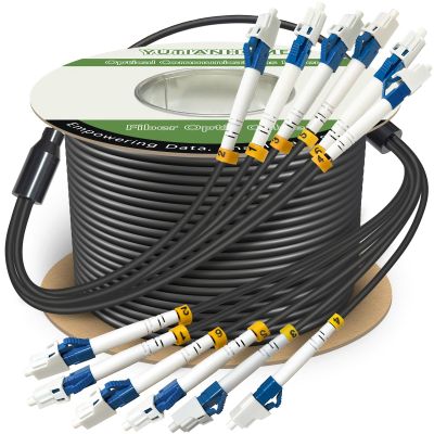 200 Meters 6 Core Industrial TPU LC to LC Outdoor Armored Fiber Optic Cable, OS2 Single Mode 6 Strands Fiber Patch Cable with LC Connectors, 9/125um, OD-5mm, Direct Burial LC-LC