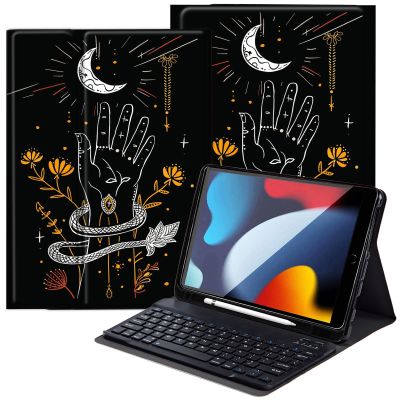 DEGDFSGR for Apple iPad 10th Generation Case with Keyboard and Pencil Holder (10.9", 2022), iPad Keyboard Case Detachable Bluetooth Keyboard for iPad Case 10th Generation, A Hand With Moon And A Snake