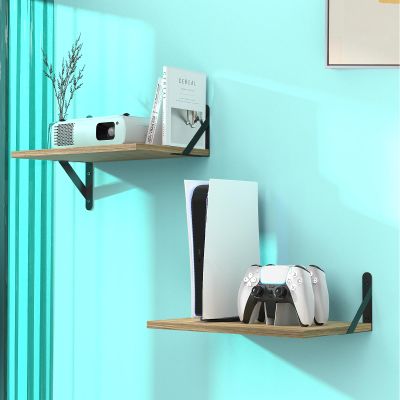 DAWASAPAT Small Mini Projector Mount, Projector Shelf/Cable Box Wall Mount/Router Wall Mount,Projector Holder Stand Wood Shelves 2pcs with Cable Ties-Oak