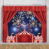 15x10ft Circus Carnival Backdrop Carnival Theme Red Curtain Party Photography Background Big Top Fireworks Carousel Birthday Party Backdrops for Boy Girl Banner Background Photo Booth Baby Shower view 2