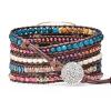Juaupepo Beaded Boho band Compatible with Fitbit Versa 4/Versa 3/Sense 2/Sense,Women Men Handmade Natural Stone Colorful Jasper Strap for Versa 2 /Versa view 1
