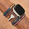 Juaupepo Beaded Boho band Compatible with Fitbit Versa 4/Versa 3/Sense 2/Sense,Women Men Handmade Natural Stone Colorful Jasper Strap for Versa 2 /Versa view 4